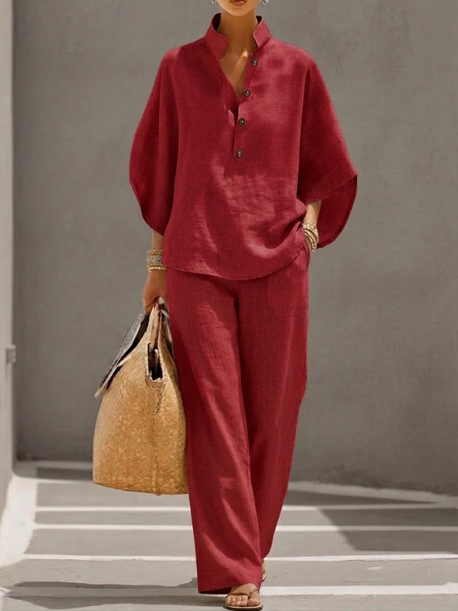 Nadia | Batwing Top Wide Leg Pants Set