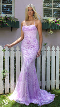 Peony - Lavender purple Formal Dress | Two tone floral sequin fitted mermaid lace up