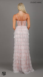 Maple - Light Pink Formal Dress | Sheer Corset layered glitter tulle leg slit