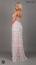 Maple - Light Pink Formal Dress | Sheer Corset layered glitter tulle leg slit