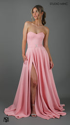 SWEETHEART - Pink Strapless Formal dress with Corset & Full Circle Skirt