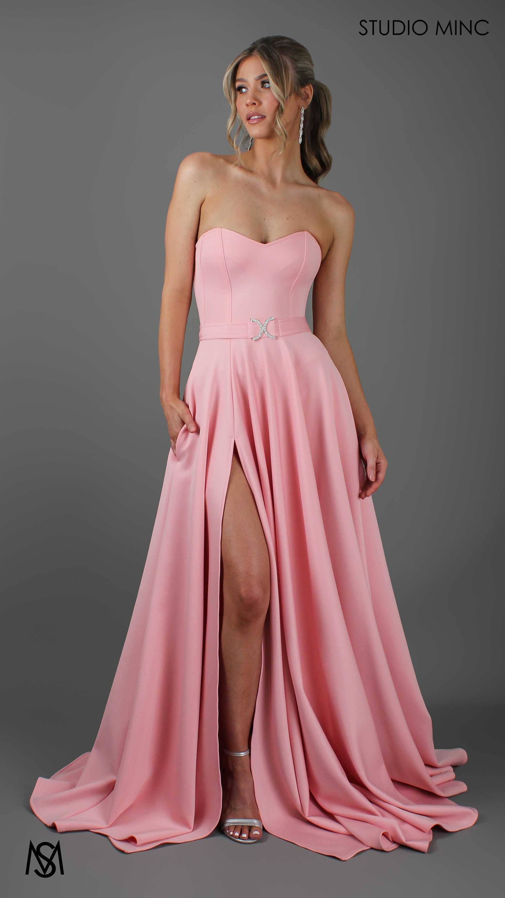 SWEETHEART - Pink Strapless Formal dress with Corset & Full Circle Skirt