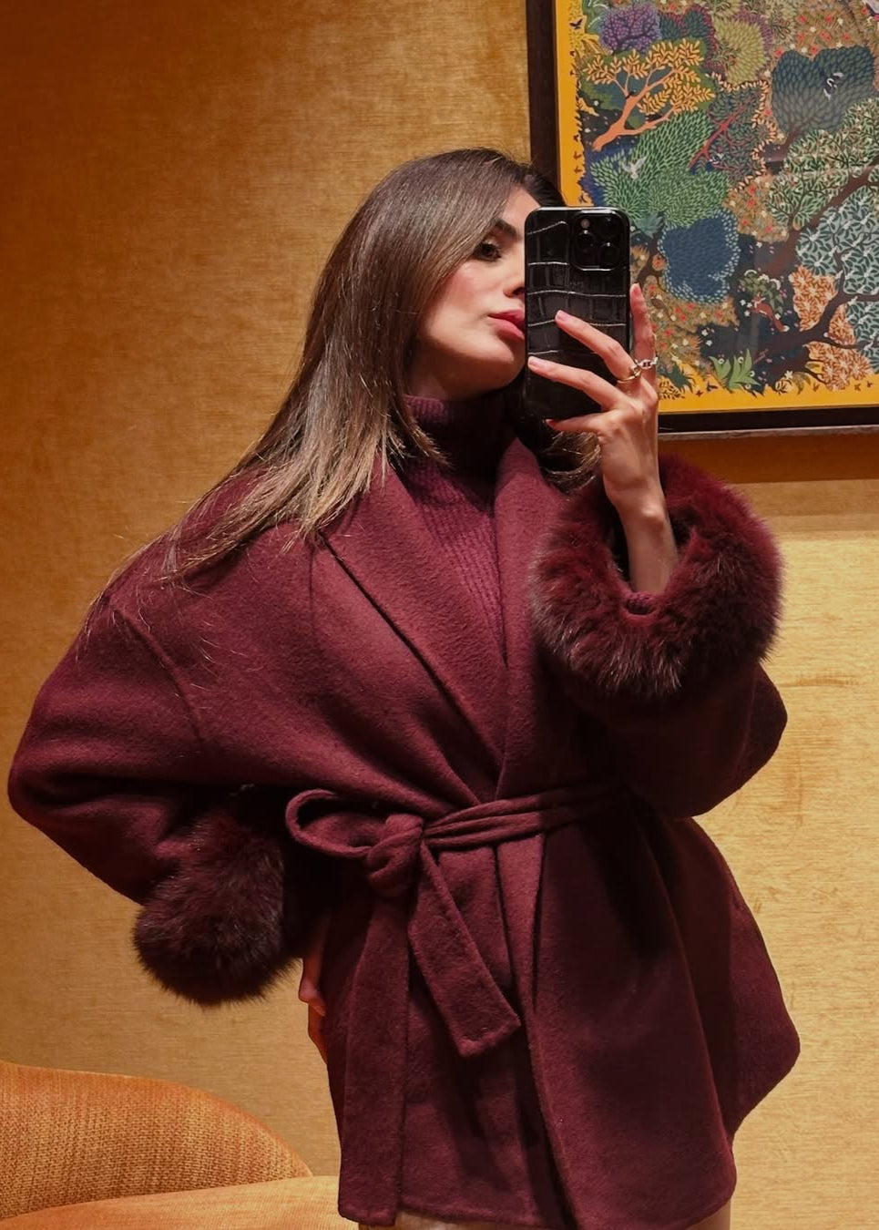 ELARA WOOL COAT (Removable fur)
