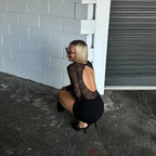 Playful Charm Black Lace Mini Dress