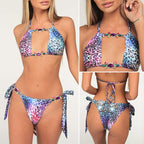 Triangle Boho Glamour Bikini swimwear by 64b136-1e featuring a stylish triangle top and matching bikini bottoms with boho details.