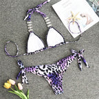 Triangle Boho Glamour Bikini swimwear by 64b136-1e featuring a stylish triangle top and matching bottoms in vibrant boho design.