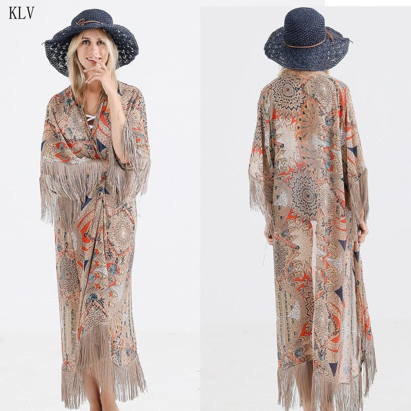 Fringed Tassels Kimono Bikini Cover
