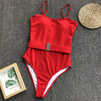 Colorful buckled one-piece swimsuit by 64b136-1e, featuring adjustable straps and stylish design, perfect for swimwear fashion.