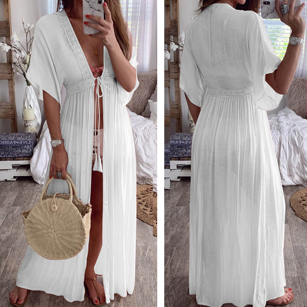 Drawstring Kimono Beach Cover Up - multiple colours