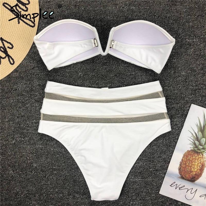 High waist mesh swimsuit - Black or white
