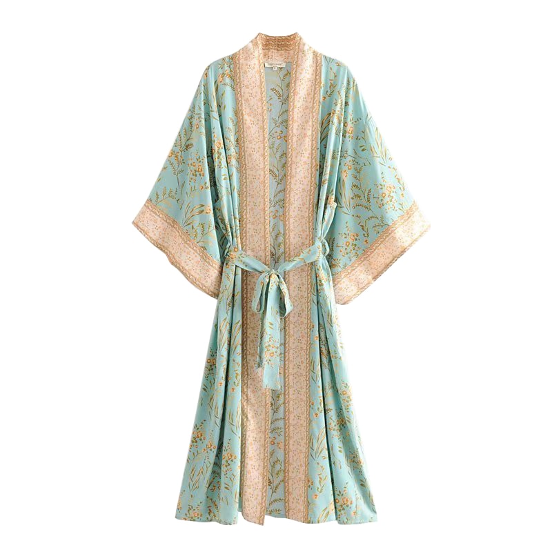 Boho Chic Turquoise Kimono