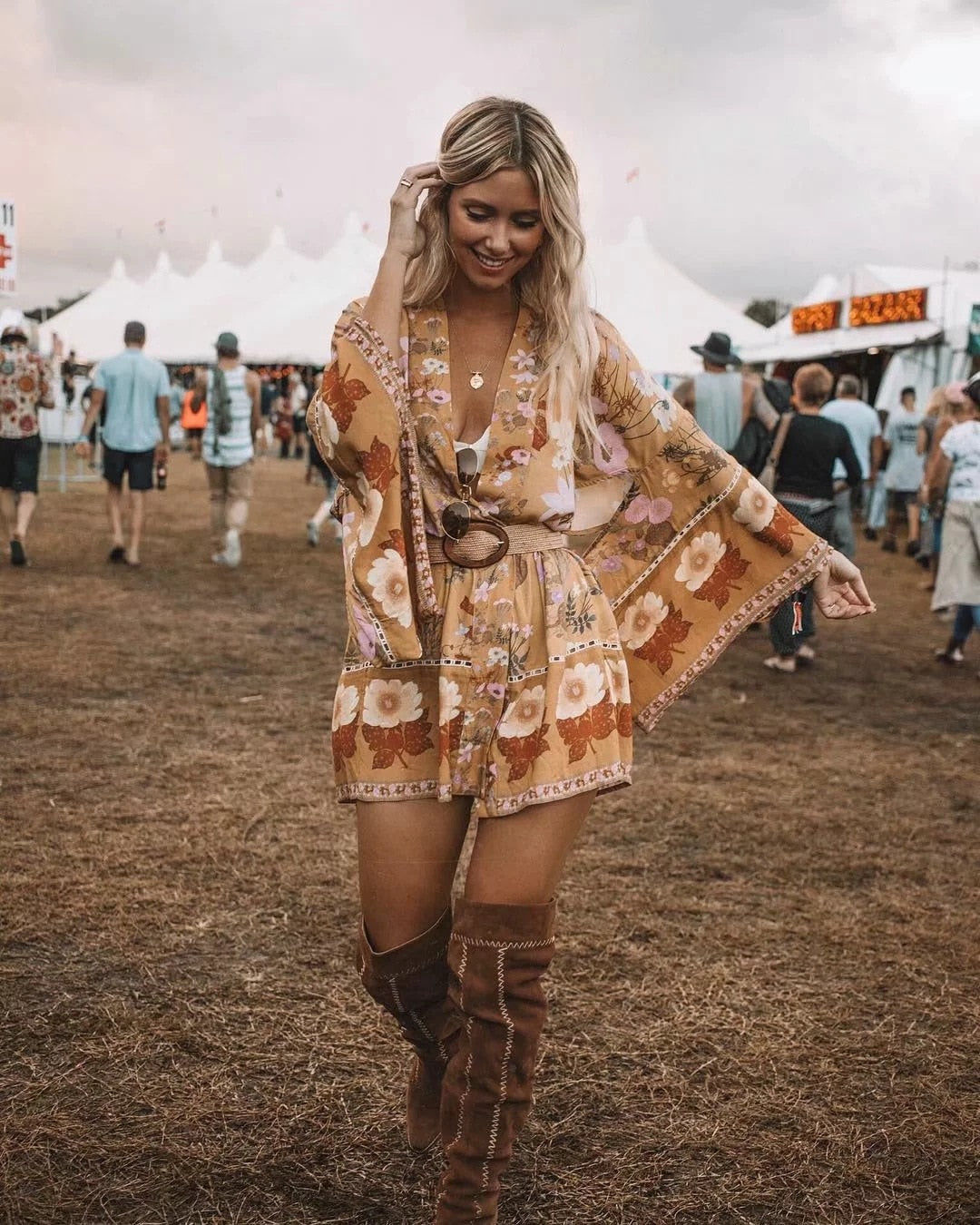 Flare Sleeve Kimono Dress - 3 prints