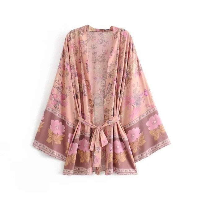 Flare Sleeve Kimono Dress - 3 prints