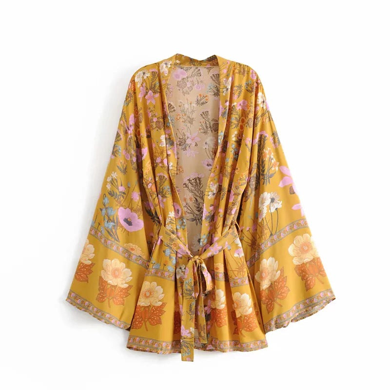 Flare Sleeve Kimono Dress - 3 prints