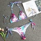 Triangle Boho Glamour bikini swimwear by 64b136-1e featuring a stylish triangle top and matching bottoms in a boho chic design.
