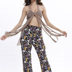 Crochet knit beach top with tassels, lightweight and stylish, featuring a boho design from 64b136-1e.