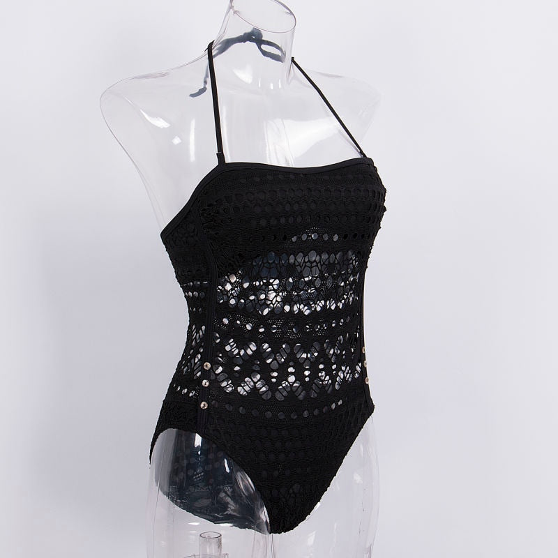 Black One Piece  Hollow Swimsuit
