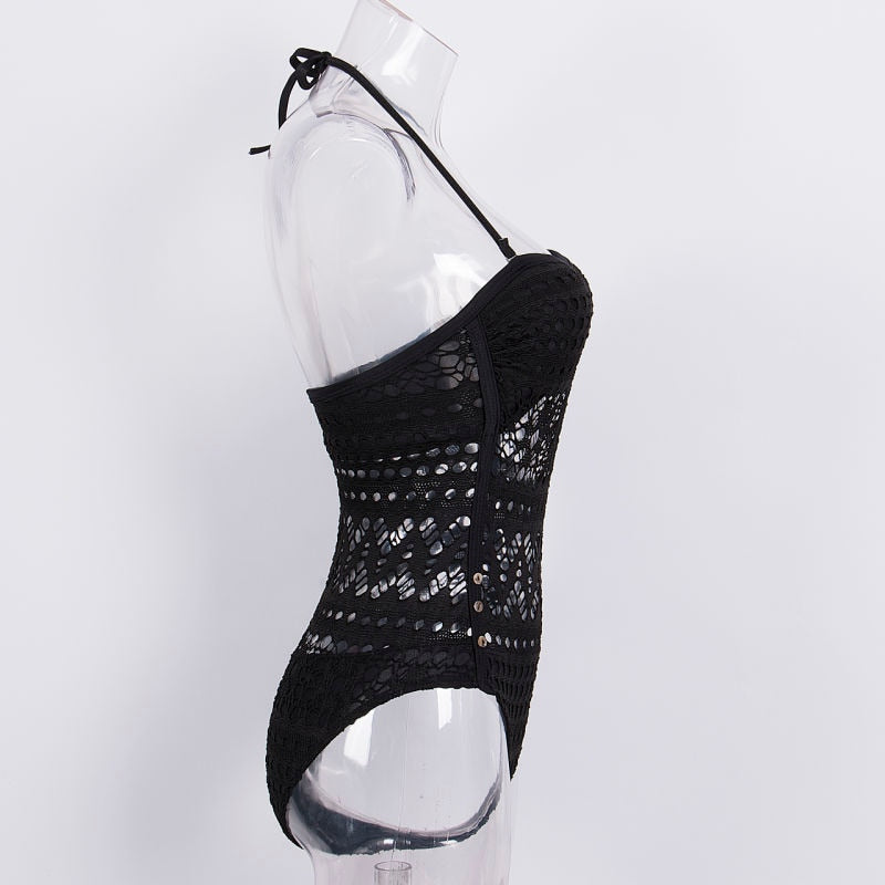 Black One Piece  Hollow Swimsuit
