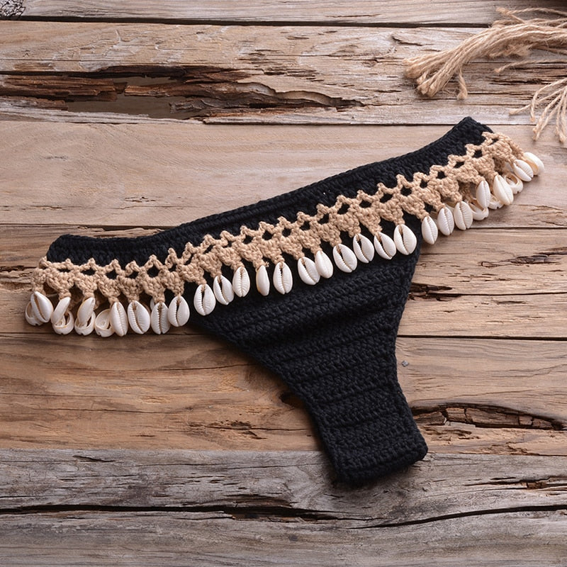 Crochet Bikini with Shell Tassel