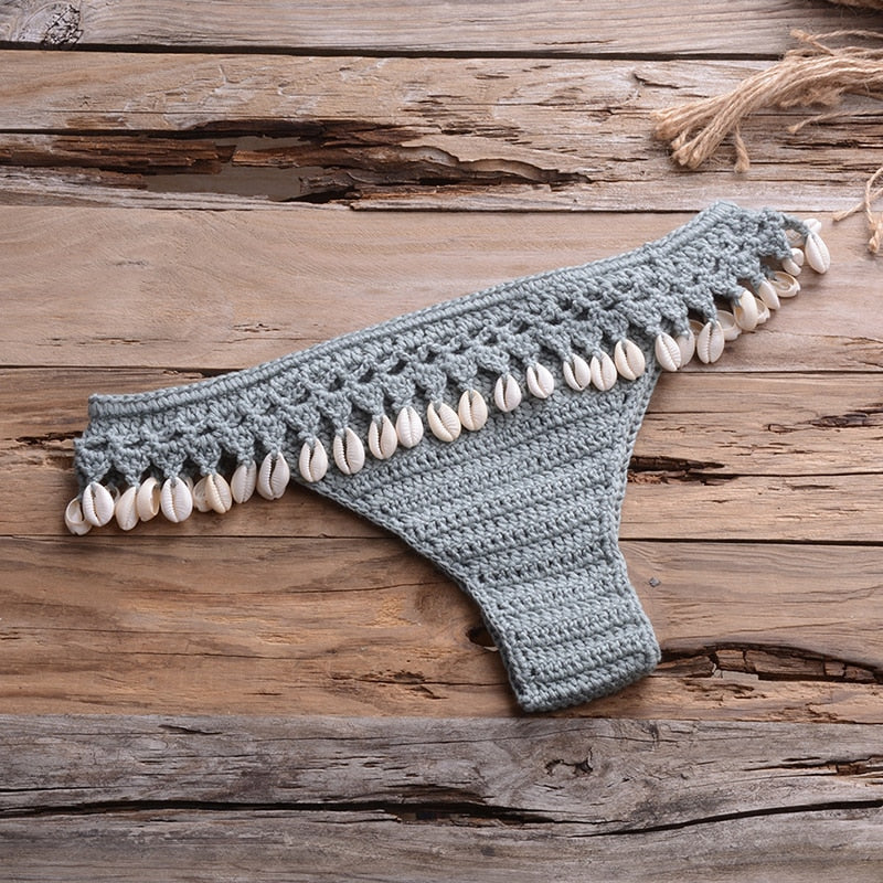 Crochet Bikini with Shell Tassel