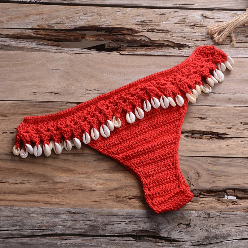 Crochet Bikini with Shell Tassel