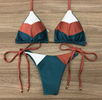 Brazilian tropical bikini swimsuit in vibrant colors with tropical print, designed for beachwear and swimwear fashion.