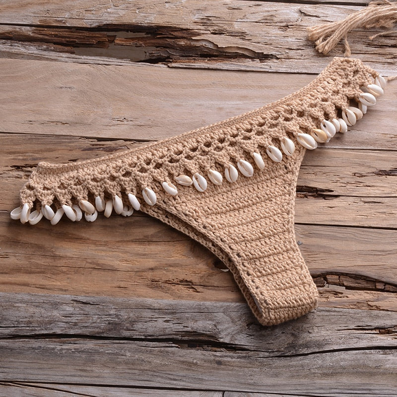 Crochet Bikini with Shell Tassel
