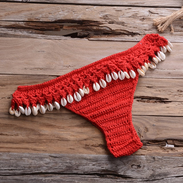 Crochet Bikini with Shell Tassel