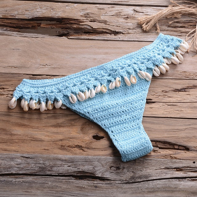 Crochet Bikini with Shell Tassel