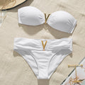 White Bandeau High Cut Boho Bikini
