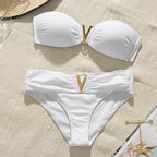 White Bandeau High Cut Boho Bikini