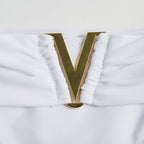 White Bandeau High Cut Boho Bikini