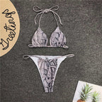 Snake print high cut bikini swimwear by 64b136-1e featuring a stylish, high-leg design in three different styles.