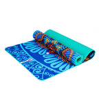 Boho yoga mat with suede surface, 6mm thickness, by 64b136-1e, showing textured surface and eco-friendly design.