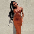 Knitted hollow-out maxi dress by 64b136-1e featuring intricate open-knit design and flowing silhouette, perfect for elegant occasions.