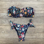 Floral print bandeau bikini top in bright colors, stylish swimwear by 64b136-1e, perfect for summer beach days.