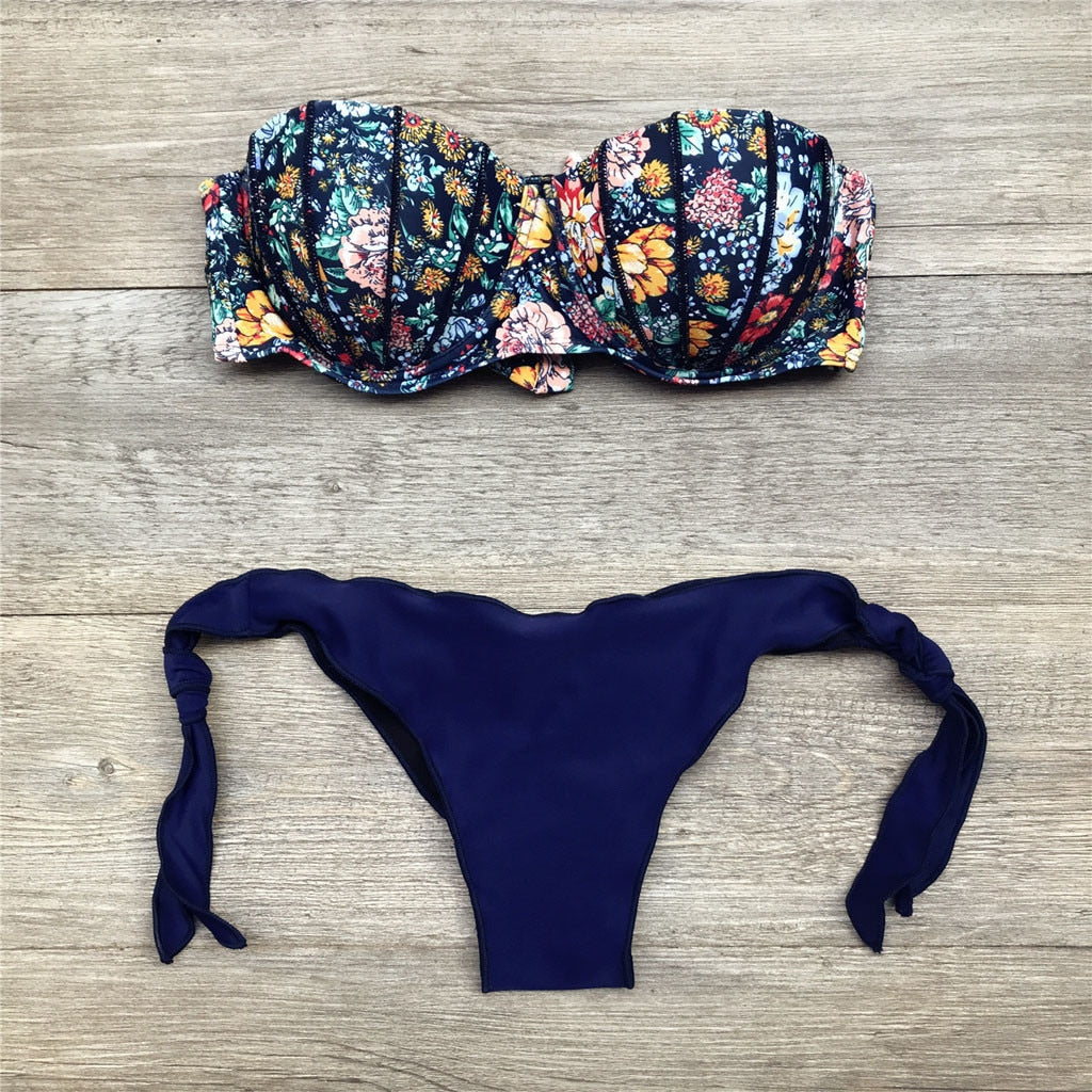 Bandeau Floral Print Bikini