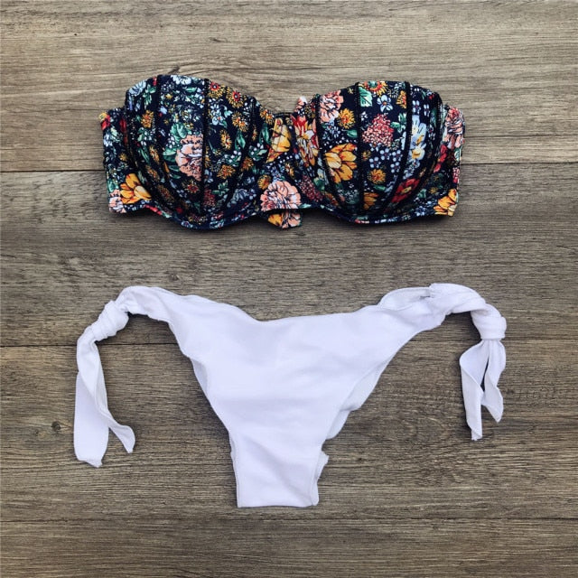 Bandeau Floral Print Bikini