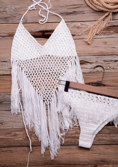 Tassel Knit Bikini Set