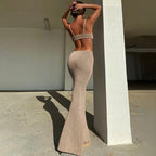 Knitted hollow-out maxi dress from 64b136-1e featuring a stylish, breathable design with intricate openwork details.