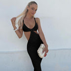 Knitted hollow-out maxi dress by 64b136-1e featuring a stylish open-knit design and flowing silhouette, perfect for elegant occasions.