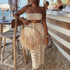 Two-piece beach cover-up swimwear in three colors by 64b136-1e, featuring lightweight fabric and stylish design.