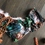 Ruffle low waist bikini set in various prints, stylish swimwear by 64b136-1e with ruffled top and matching bottoms.