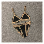 Black crochet bikini set from 64b136-1e swimwear collection, featuring a stylish and comfortable two-piece swimsuit.