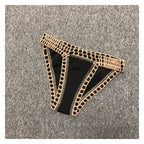 Black crochet bikini set from 64b136-1e swimwear collection, featuring a stylish, textured two-piece swimsuit.