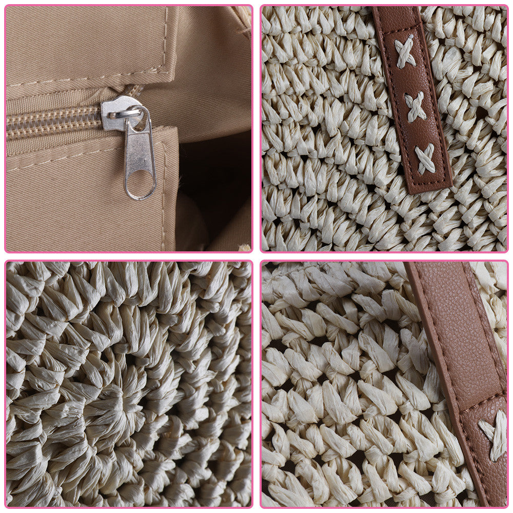 Rattan straw Beach Bag