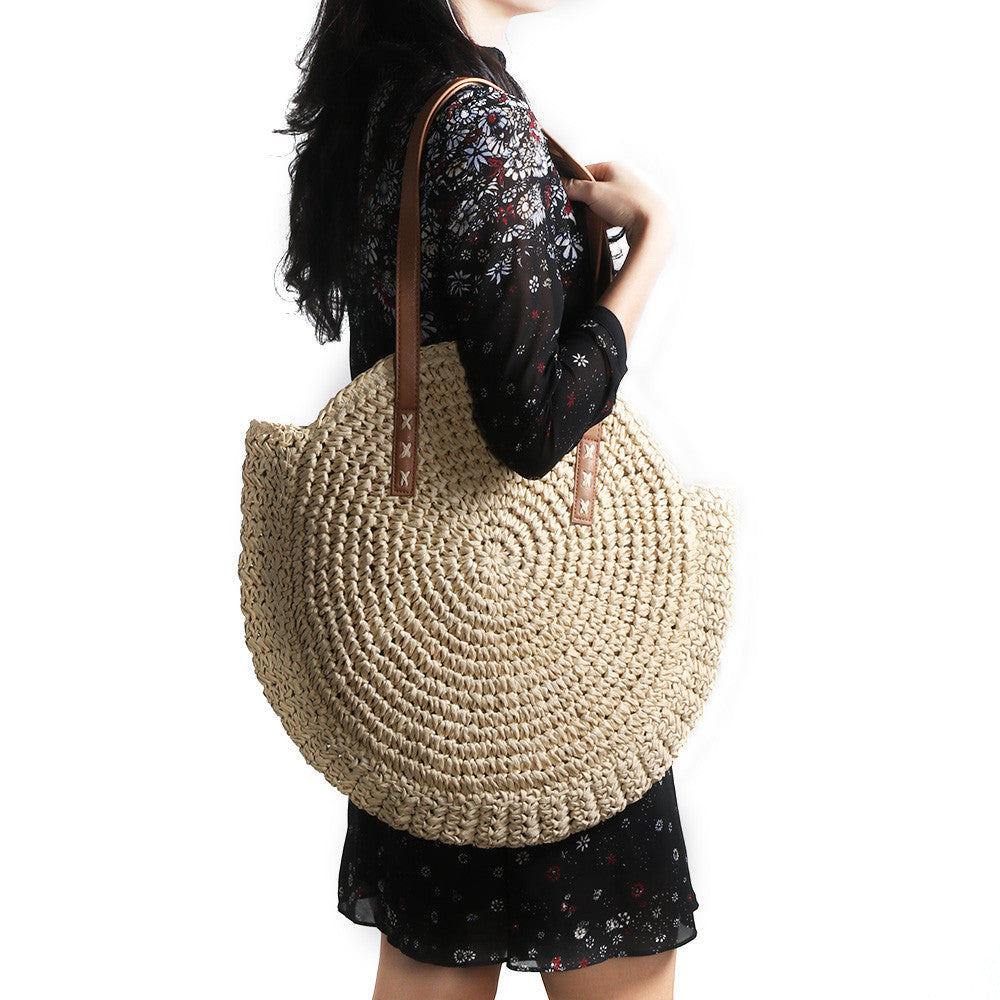 Rattan straw Beach Bag
