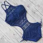 Colorful 64b136-1e one-piece swimsuit, stylish swimwear for women, available in four vibrant colors, shown on a model.