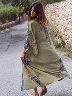 Floral olive kimono top from 64b136-1e with flowy fabric and floral print, perfect for casual or layered outfits.