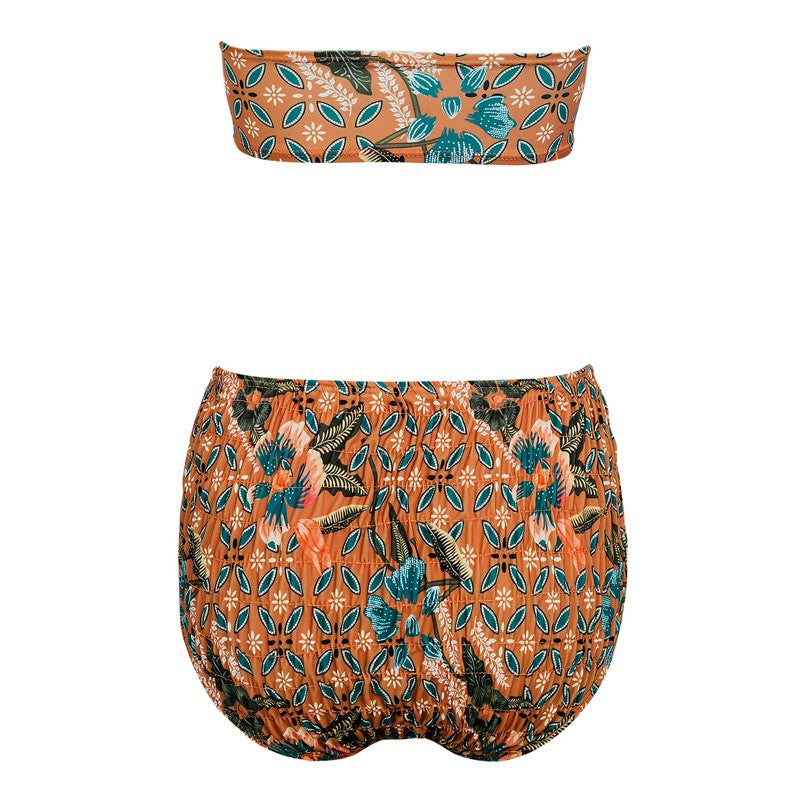 Bandeau Paisley Print bikini - High waist